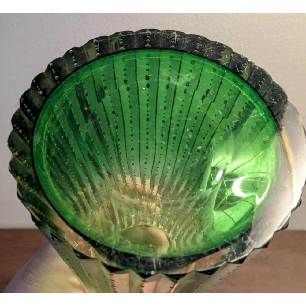 Antique Moser Decanter Crystal Cordial Clear-to-Green W Prism-Cut Body Rare